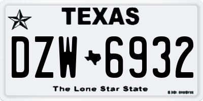 TX license plate DZW6932