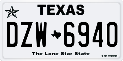 TX license plate DZW6940