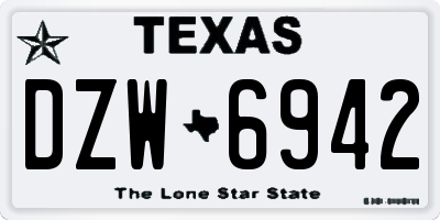 TX license plate DZW6942