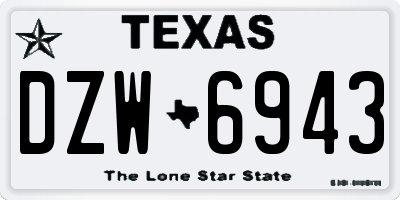 TX license plate DZW6943