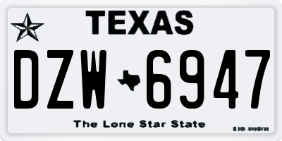 TX license plate DZW6947