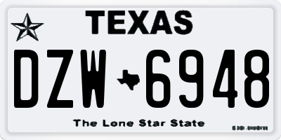 TX license plate DZW6948