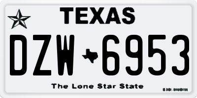 TX license plate DZW6953