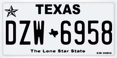 TX license plate DZW6958