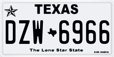 TX license plate DZW6966