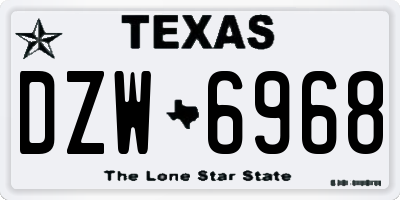TX license plate DZW6968
