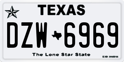 TX license plate DZW6969