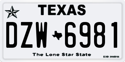 TX license plate DZW6981