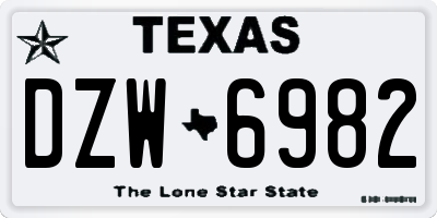 TX license plate DZW6982