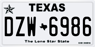 TX license plate DZW6986