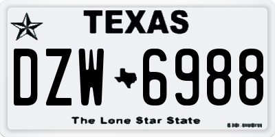 TX license plate DZW6988