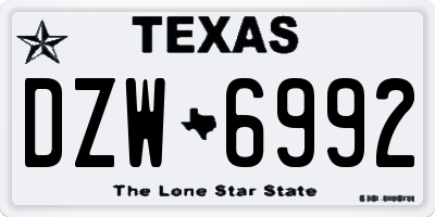 TX license plate DZW6992