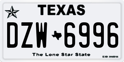 TX license plate DZW6996