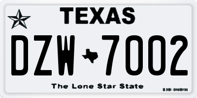 TX license plate DZW7002