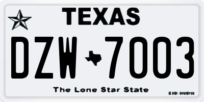 TX license plate DZW7003