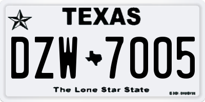 TX license plate DZW7005