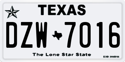 TX license plate DZW7016