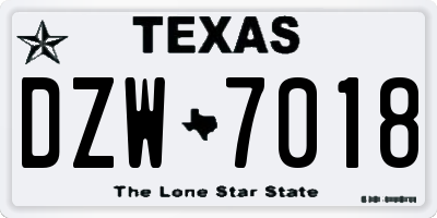 TX license plate DZW7018