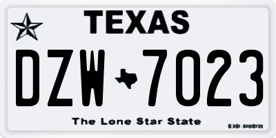 TX license plate DZW7023