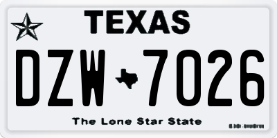TX license plate DZW7026