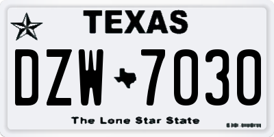 TX license plate DZW7030