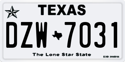 TX license plate DZW7031