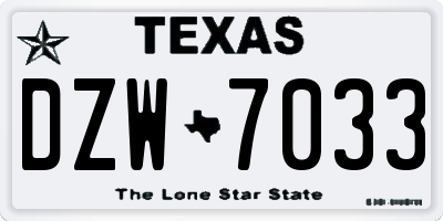 TX license plate DZW7033