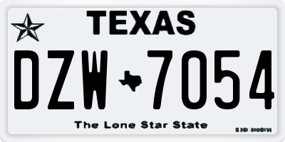 TX license plate DZW7054