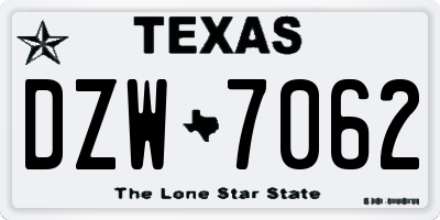 TX license plate DZW7062