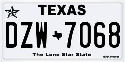 TX license plate DZW7068