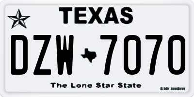 TX license plate DZW7070
