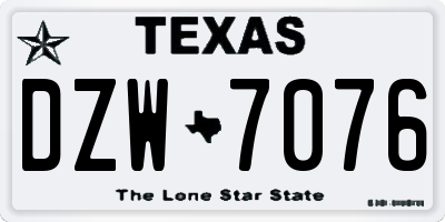 TX license plate DZW7076