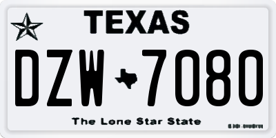 TX license plate DZW7080