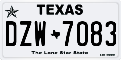 TX license plate DZW7083