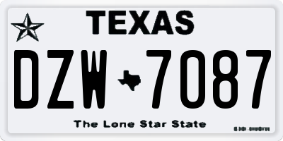 TX license plate DZW7087