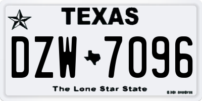 TX license plate DZW7096