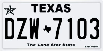 TX license plate DZW7103