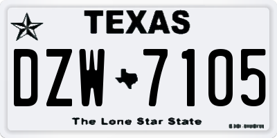 TX license plate DZW7105