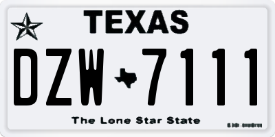 TX license plate DZW7111