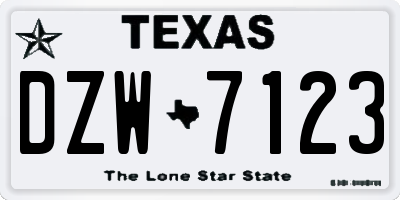 TX license plate DZW7123