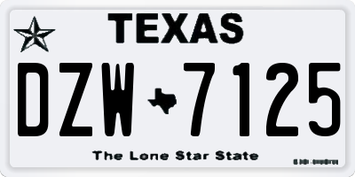 TX license plate DZW7125