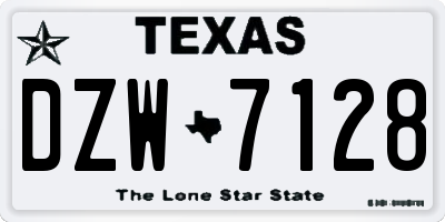 TX license plate DZW7128