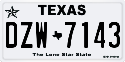 TX license plate DZW7143