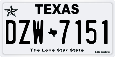 TX license plate DZW7151