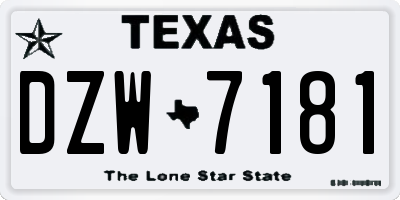 TX license plate DZW7181