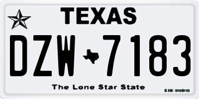 TX license plate DZW7183
