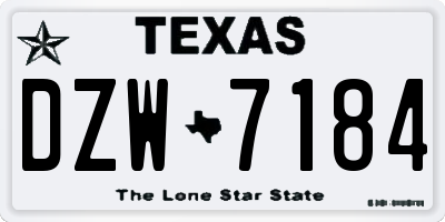 TX license plate DZW7184