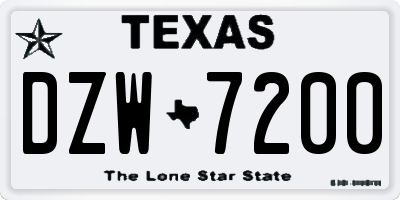 TX license plate DZW7200