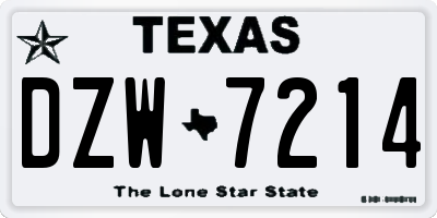 TX license plate DZW7214