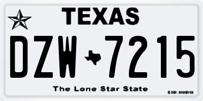 TX license plate DZW7215